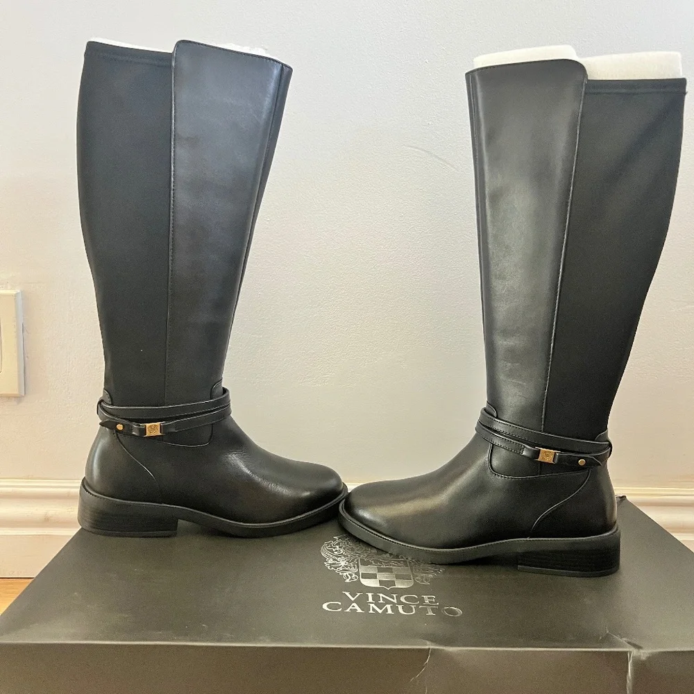 Vince Camuto Leather Boho Coquette Great 4 Riding, 9 wide calf Tall, WATER RESIS